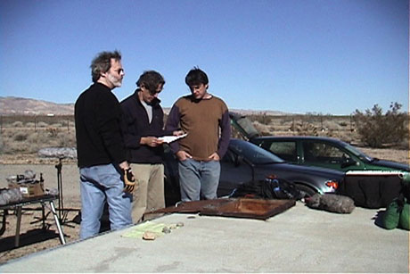 In the Mohave dessert with John Fasal and Eric Potter recording two firings of a liquid-fueled rocket engine and solid-fueled engine designed and built by Interorbital Systems. Used as missile elements in “War of the Worlds.